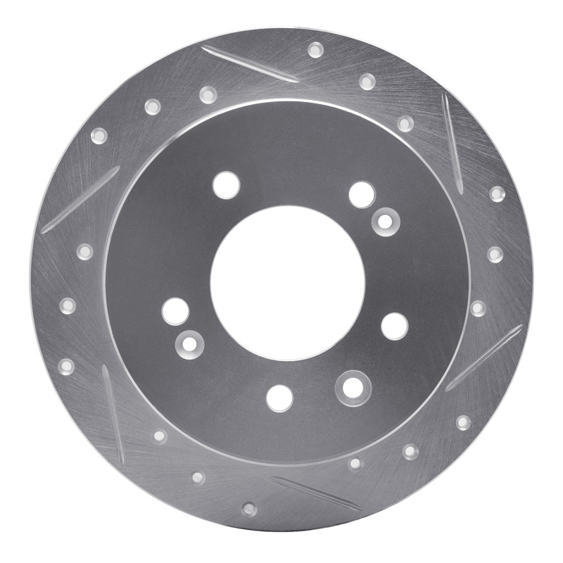 Hyundai Elantra Brake Rotor (1) - Rear Right - R1 Concepts - Drilled & Slotted - Silver - `07-`10
